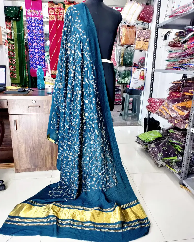 Lagadi Patta Work Chandery Silk Designer Dupatta Wholesale Online